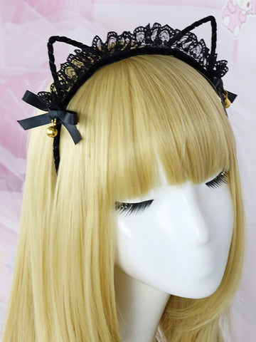 Sweet Lolita Hair Accessory Lace Bell Bow Black Lolita Hair Clasp