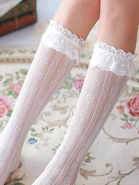 Sweet Lolita Socks Lace Ruffle White Lolita Stocking