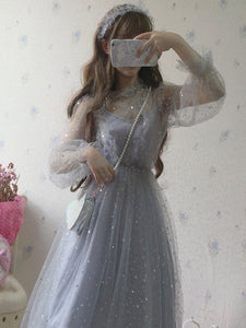 Sweet Lolita OP Dress Sequin Ruffle Tulle Lolita One Piece Dress