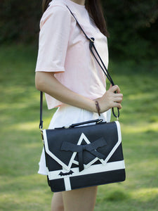 Classic Lolita Handbag Bow Bat Pattern Two Tone PU Conversible Lolita Backpack
