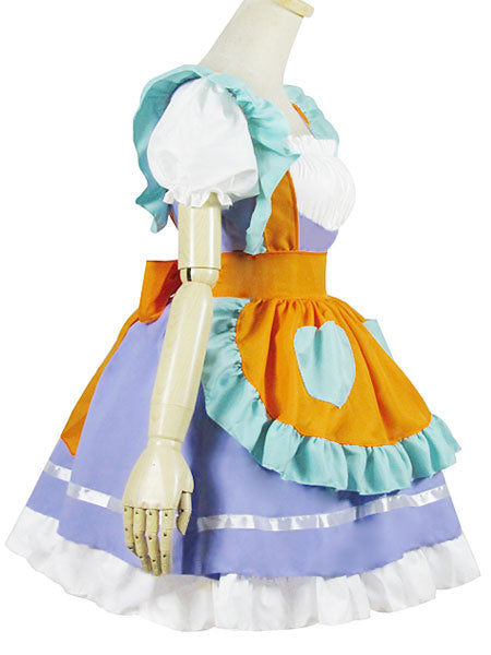 Maiden Lolita Set Color Block Ruffle Lolita Jumper Skirt With Apron