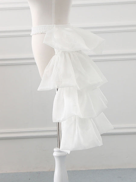 Tulle Lolita Petticoats Bell Shape Ruffles White Lolita Skirt
