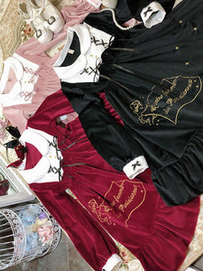 Gothic Lolita OP Dress Buttons Ruffles Stars Print Long Sleeves Lolita One Piece Dresses