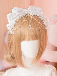 White Lolita Head Bow KC Sweet Chain Lolita Hair Accessories