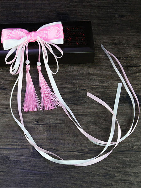 Chinese Style Lolita Headwear Tassels Bows Ribbons Han Lolita Hair Accessories