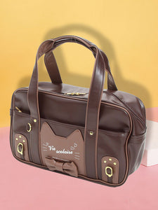 Sweet Lolita Bag JK Uniform Bows Cat PU Leather Lolita Handbags