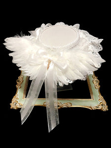 Lolita Wedding Hat White Bows Feathers Lace Lolita Accessories