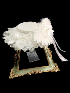 Lolita Wedding Hat White Bows Feathers Lace Lolita Accessories