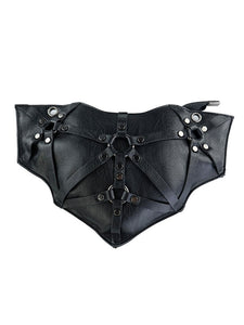Gothic Lolita Bag Black PU Leather Zipper PU Leather Waist Pack Lolita Accessories