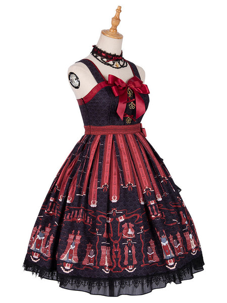 Royal Lolita JSK Dress Lolita Black Sleeveless Lace Up Lolita Jumper Skirts