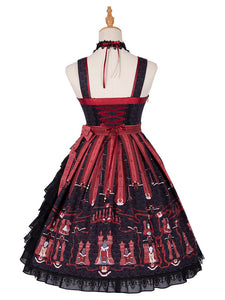 Royal Lolita JSK Dress Lolita Black Sleeveless Lace Up Lolita Jumper Skirts