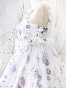 Sweet Lolita JSK Dress Aurelia Printed Bows White Lolita Jumper Skirts