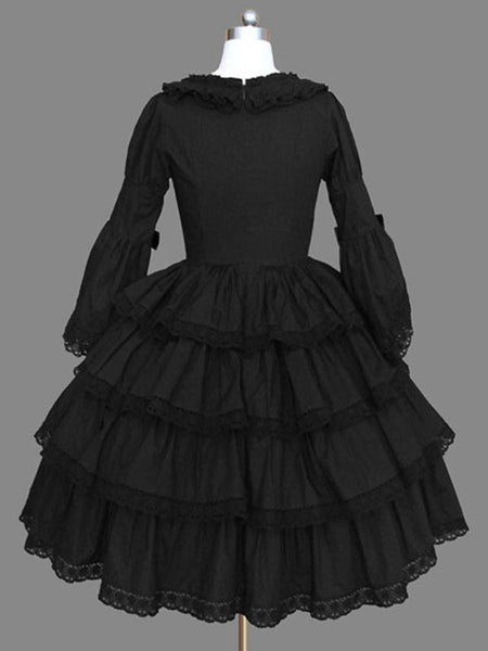 Gothic Lolita OP Dress Black Ruffles Lolita One Piece Dresses
