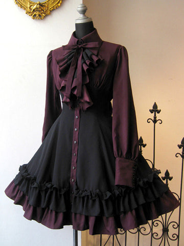 Gothic Lolita OP Dress Black Red Ruffles Lolita One Piece Dresses