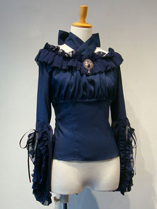 Gothic Lolita Cover Ups Deep Blue Ruffles Chiffon Lolita Outwears