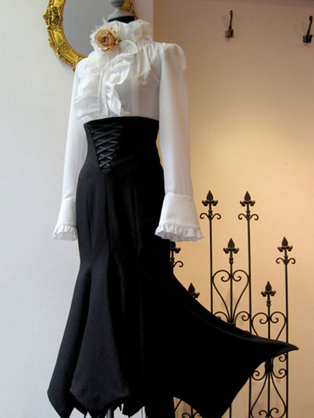 Gothic Lolita SK Black Lace Up Lolita Skirts