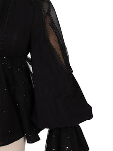 Gothic Lolita Blouses Black Lolita Top Long Sleeves Lace Lolita Shirt