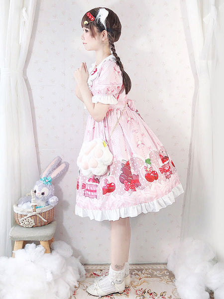Sweet Lolita OP Dress Strawberry Cake Ruffles Lolita One Piece Dresses