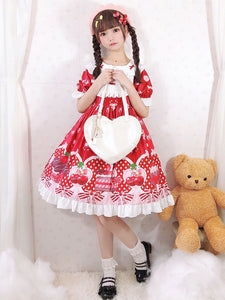 Sweet Lolita OP Dress Strawberry Cake Ruffles Lolita One Piece Dresses