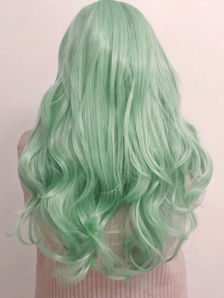 Long Lolita Wig Curly Mint Green Central Parting Lolita Hair Wig