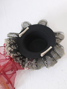 Gothic Top Hat Lace Bow Fascinator Hair Clip Vintage Accessory