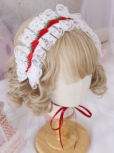 Sweet Lolita Headdress Lace Strawberry Headband