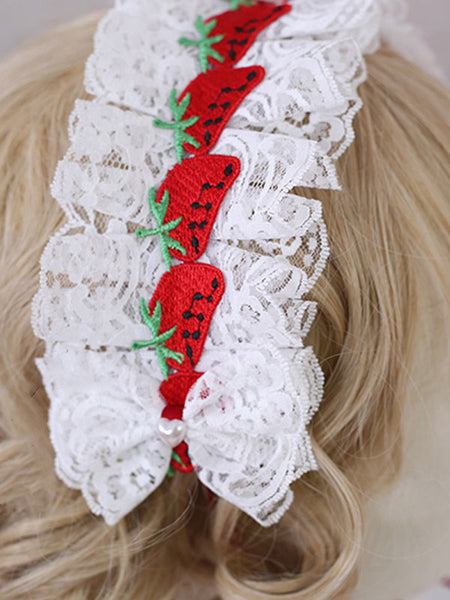 Sweet Lolita Headdress Lace Strawberry Headband