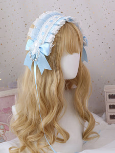 Sweet Lolita Headdress Blue Lace Bows Lace Headband Headwear Lolita Hair Accessories