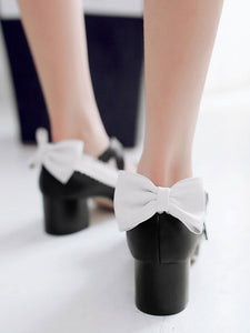 Sweet Lolita Footwear Bows Round Toe PU Leather Lolita Pumps