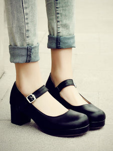 Sweet Lolita Footwear Round Toe PU Leather Ankle Strap Lolita Pumps