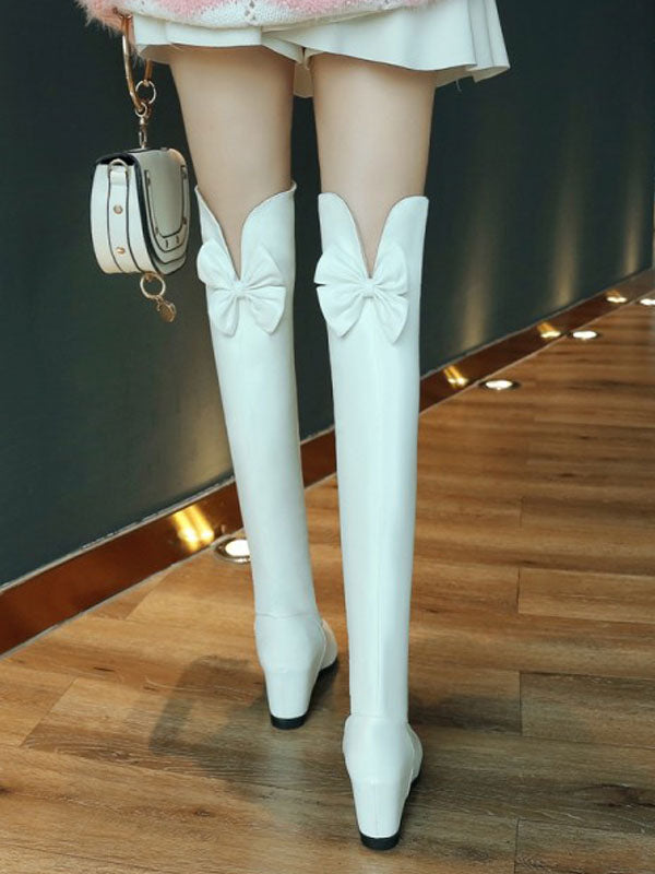Sweet Lolita Boots Bows Round Toe Hidden Heel Lolita Footwear