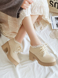 Sweet Lolita Footwear Round Toe Chunky Heel PU Leather Lolita Shoes