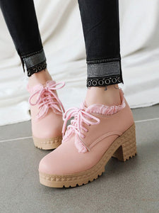 Sweet Lolita Footwear Round Toe Chunky Heel PU Leather Lolita Shoes