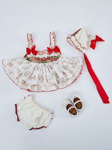 Kids Lolita Dress Floral Bows Tutu Dress 3 Piece Set
