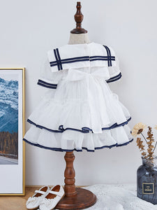 Kids Lolita Dress Sailor Style Tiered Flower Girl Dress