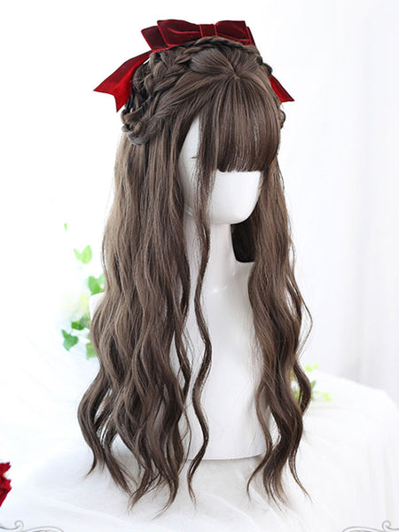 Harajuku Fashion Lolita Wig Long Heat-resistant Fiber Coffee Brown Lolita Accessories