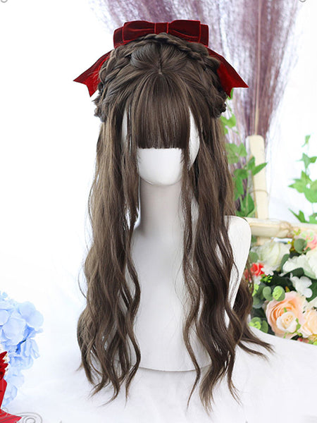 Harajuku Fashion Lolita Wig Long Heat-resistant Fiber Coffee Brown Lolita Accessories