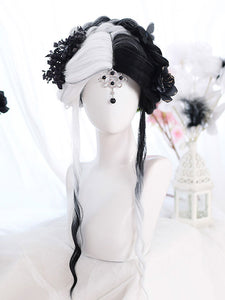Harajuku Fashion Lolita Wig Long Highlighting Hair Heat-resistant Fiber Black Lolita Accessories