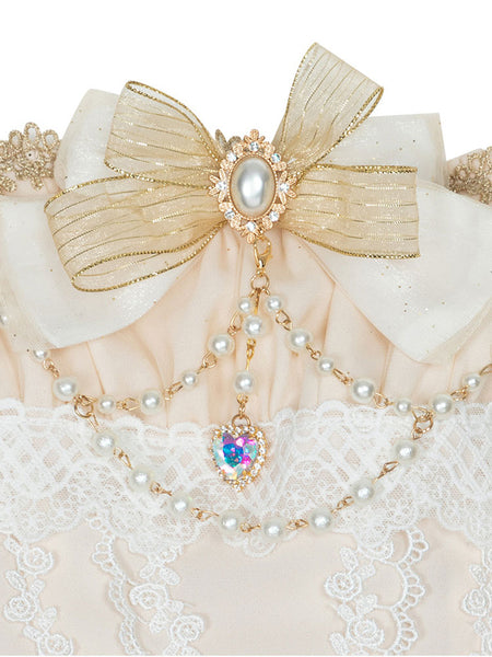 Sweet Lolita JSK Dress White Sleeveless Lace Up Bows Lolita Jumper Skirts