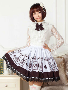 Chocolate Printed Polyester Lolita Skirt for Girls