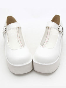Sweet Lolita Shoes White Platform Wedge Ankle Strap Lovely Lolita Shoes