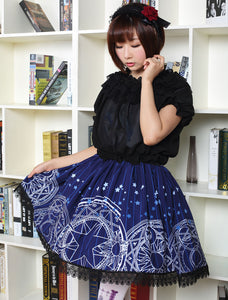 Blue Lolita Dress Cute Lolita Lace Skirt With Magic Circle Print