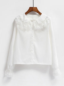 Sweet Lolita Shirt Lace Chiffon White Lolita Blouse