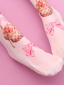 Sweet Lolita Stockings Strawberry Pink Velvet Printed Lolita Knee High Socks