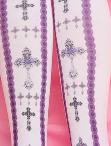 Sweet Lolita Socks Purple Printed Lolita Knee High Socks