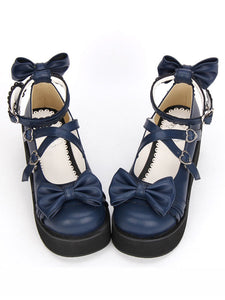 Gothic Lolita Shoes Cross Bows Platform Lolita Shoes Ankle Strap Lolita Platform Heels Shoes
