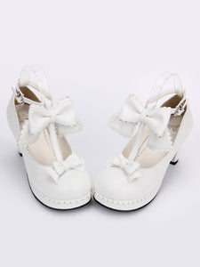Sweet Lolita Shoes White Round Toe Cone Heel T Strap Lolita Shoes