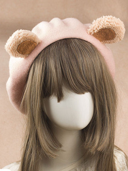 Sweet Lolita Beret Cute Bear Ear Wool Lolita Hat