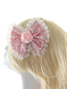 Pink Chic Lace Flower Bows Synthetic Lolita Hair Accessories