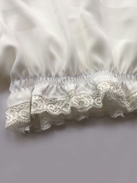 White Lolita Bloomers Lace Ruffles Cotton Lolita Shorts For Women